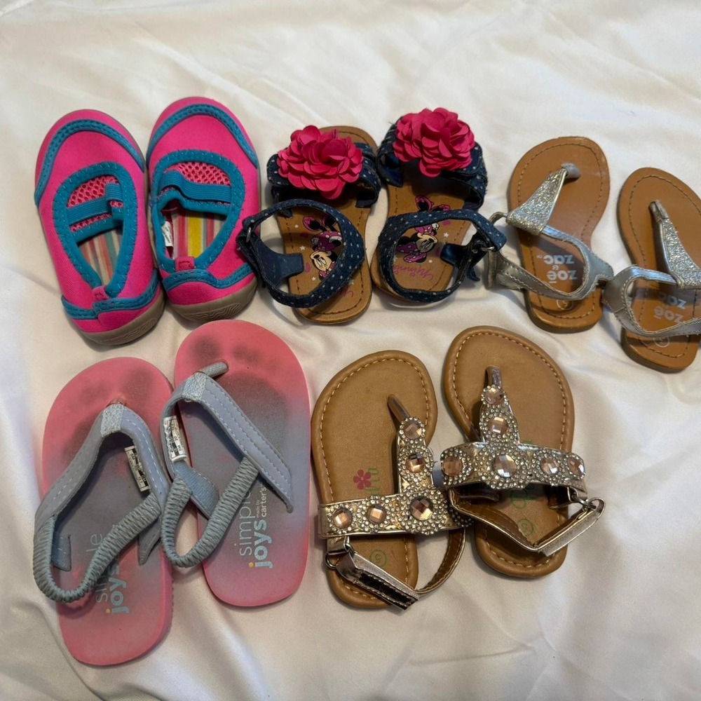 Girls Toddler Size 5 Sandals Variety Pack 5 Pairs Multicolor Summer